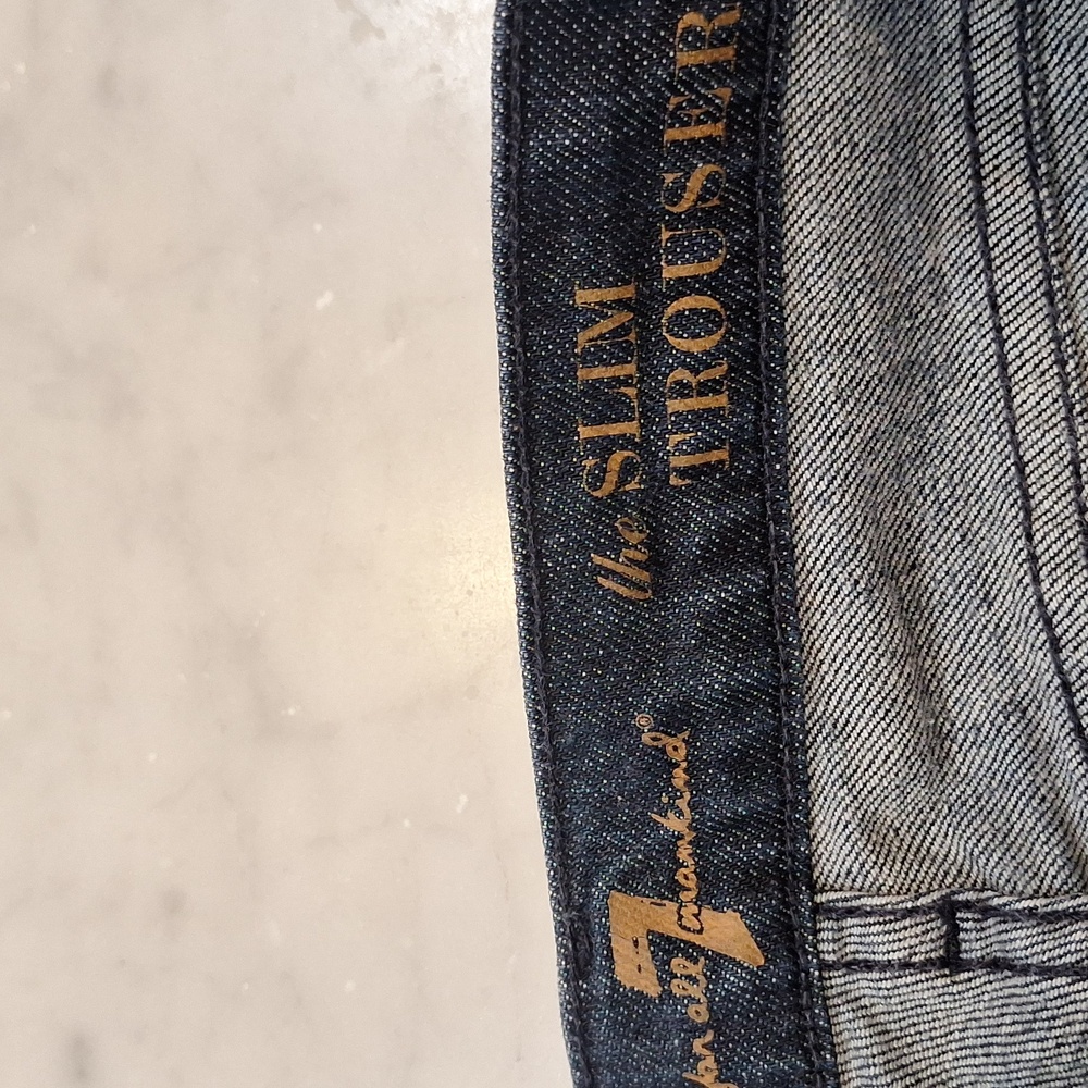7 For All Mankind The Slim Trouser Dark Blue Flare Jeans Womens Sz‎ 27 70s Style - Picture 4 of 10